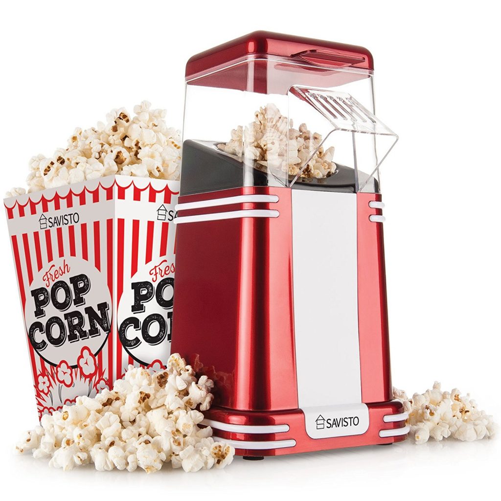 Savisto Vintage Retro Hot Air Popcorn Maker with 6 Popcorn Boxes